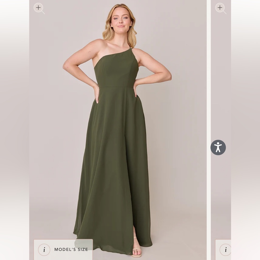 Revelry Inez Chiffon Dress in Deep Olive